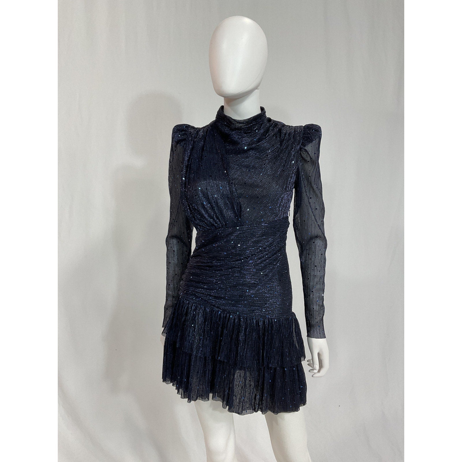 Sabina Musayev 'Sunrise' Navy Sequin Embellished Dress Size S