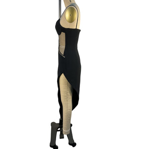 David Koma Embellished Black Flower Net Midi Dress Size UK 8 / 4 US NWT