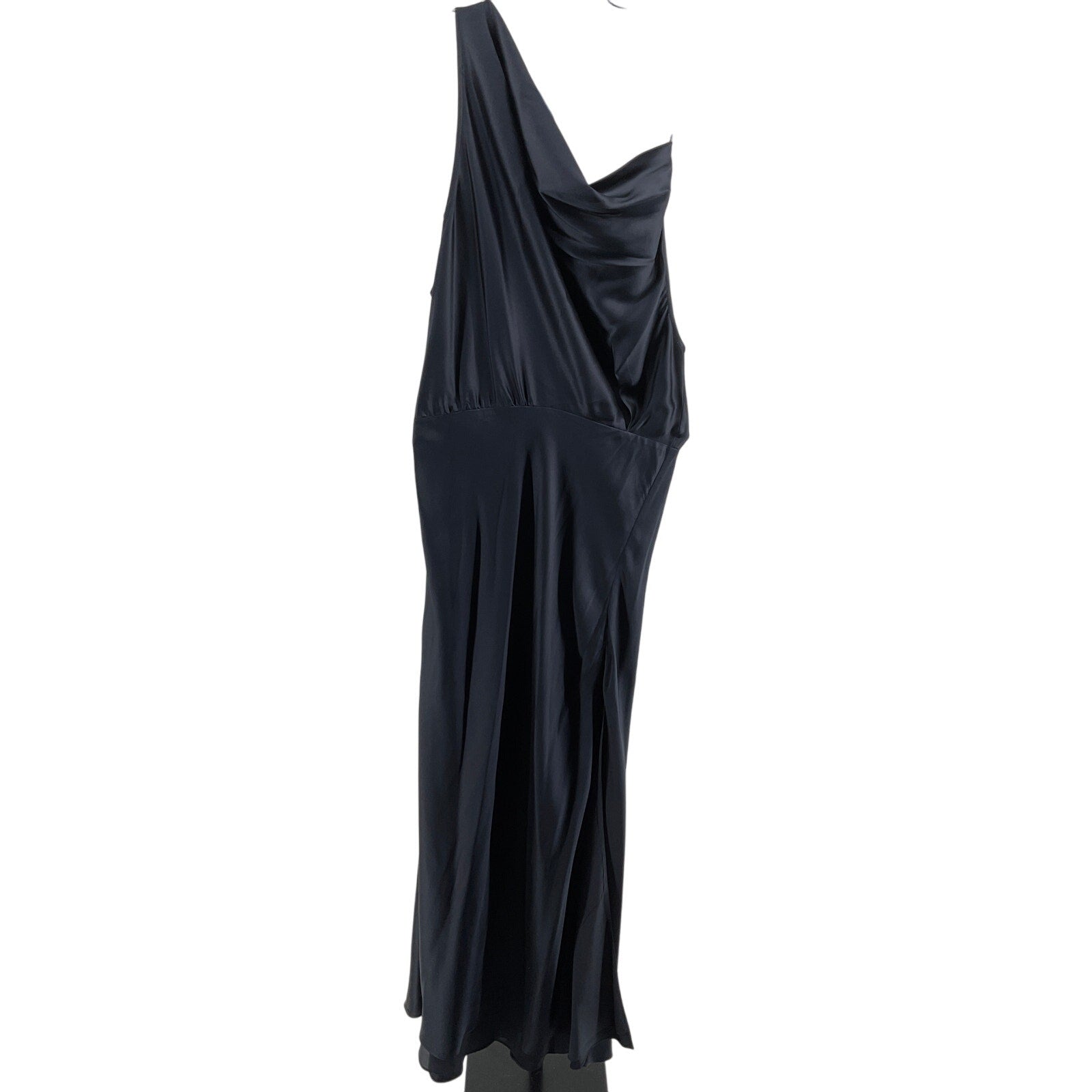 The Sei For Fwrd Blue Silk Asymmetrical Cowl Midi Dress Size 10