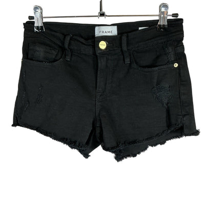 Frame Distressed Black Le Cutoff Shorts Size 23