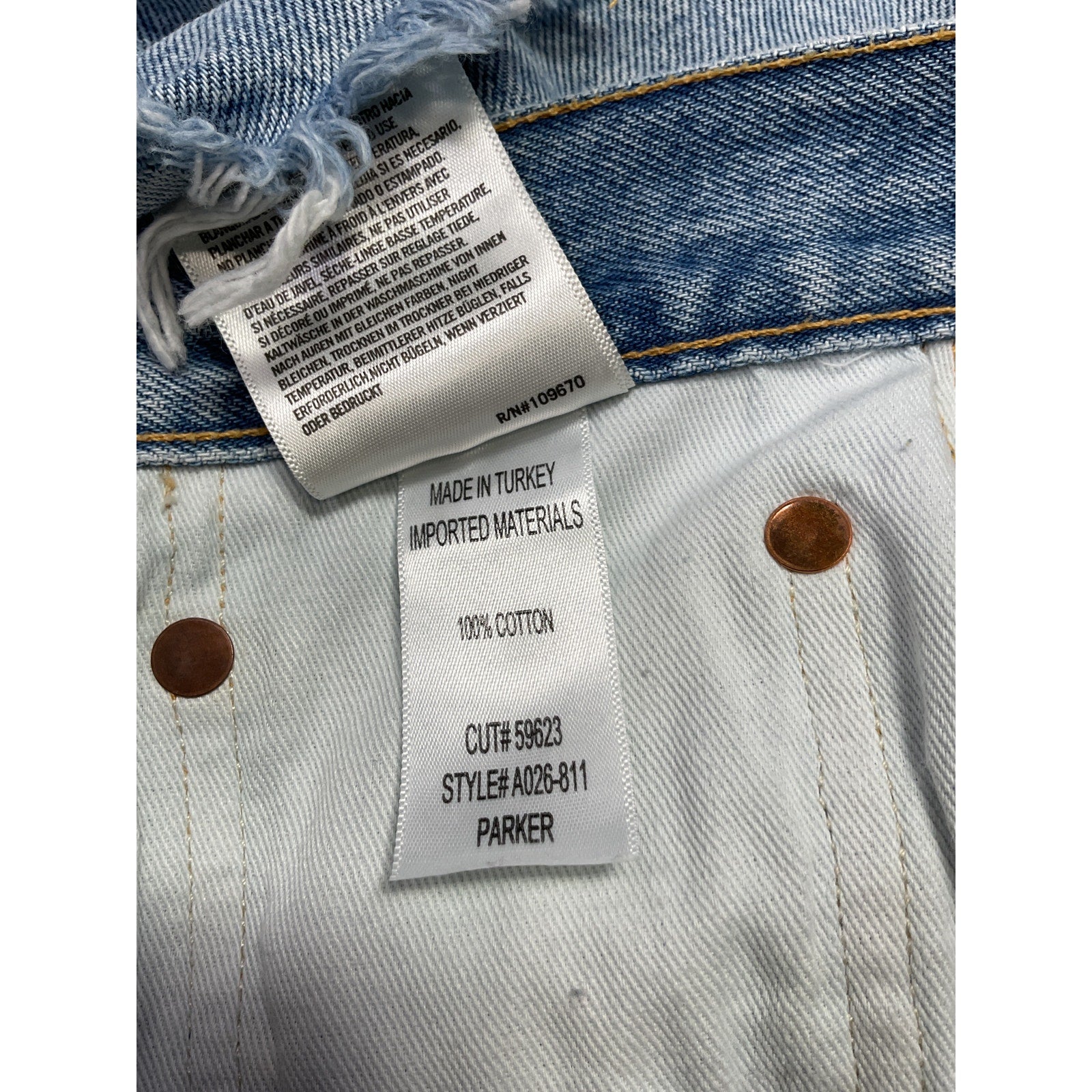 Agolde 'Parker' Blue Cotton Vintage Cut Off Short Size 28