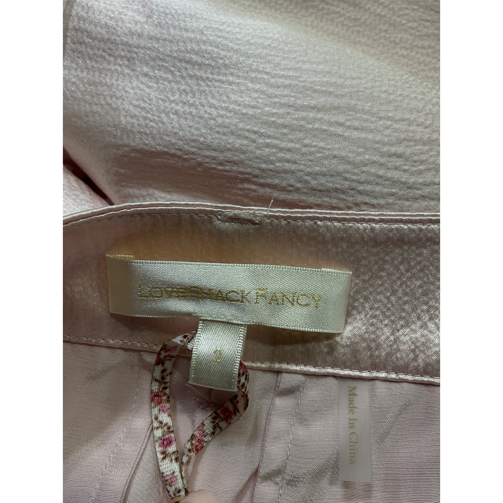 Loveshackfancy 'Perdita' Pink Silk Short Size 2