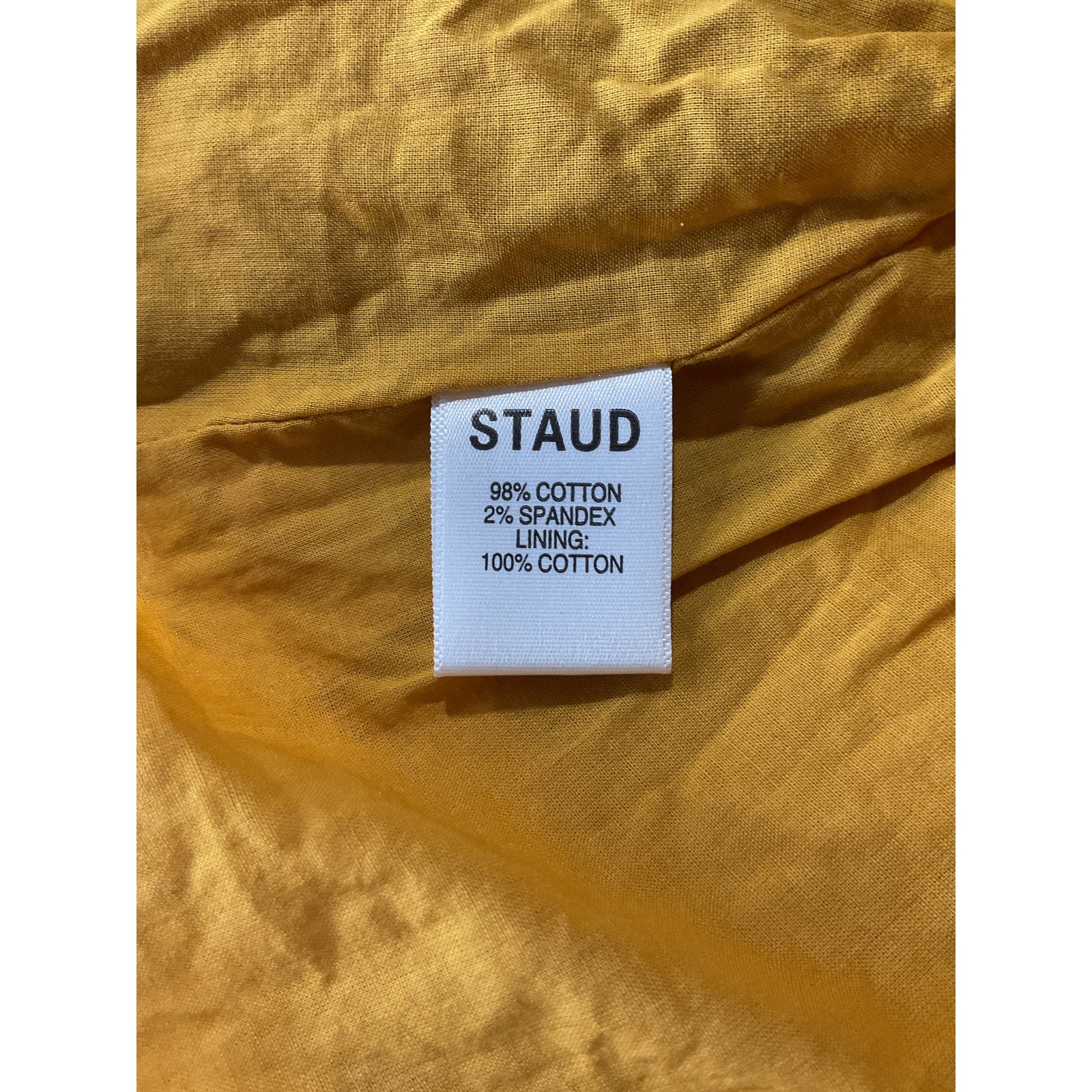Staud Mini Wells Gold Cotton Dress Size 2
