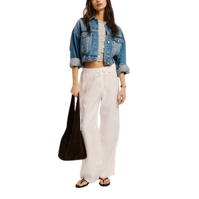 Reformation Relaxed White Olina Pants Size S