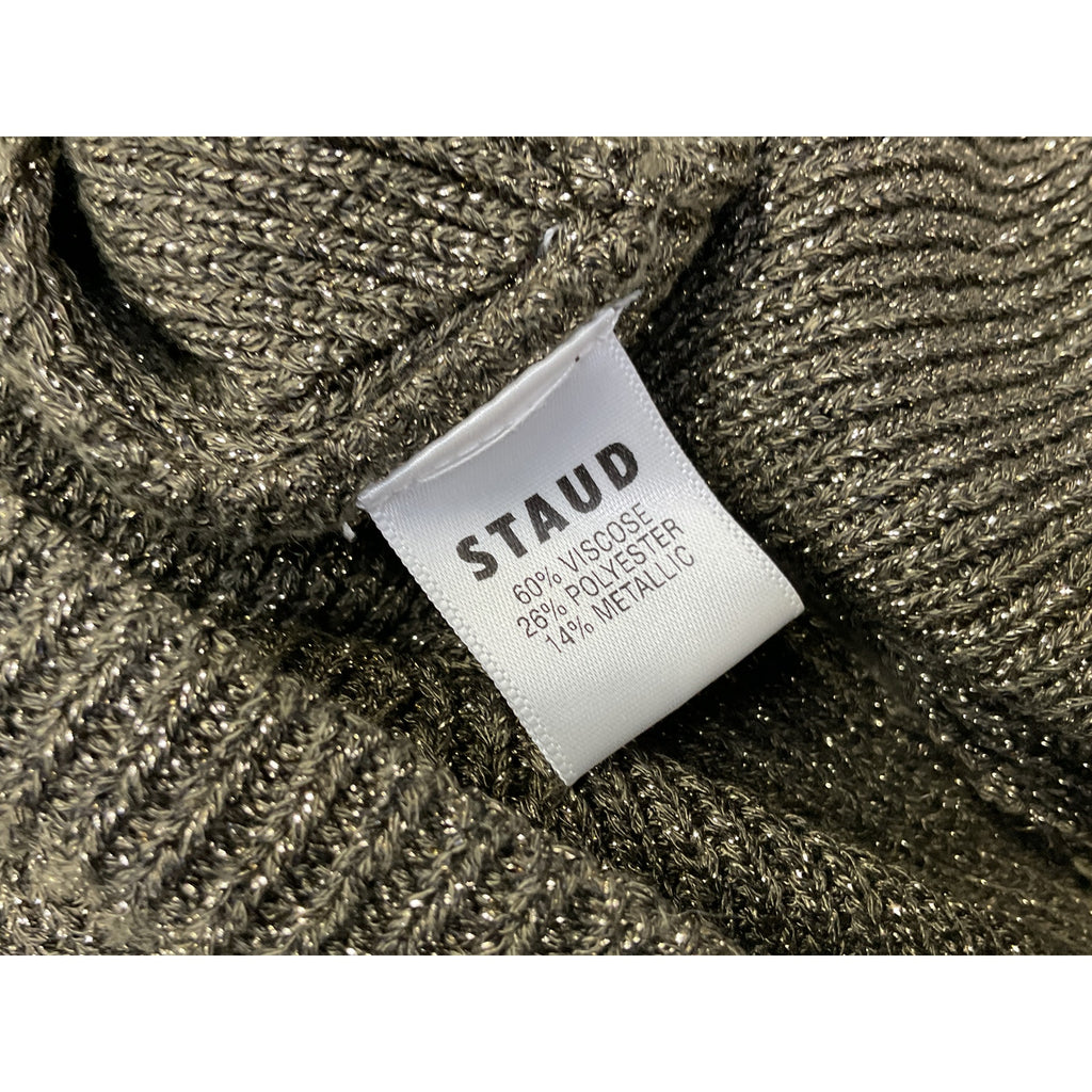 Staud 'Cerro' Green Metallic Ribbed-Knit Top Size M