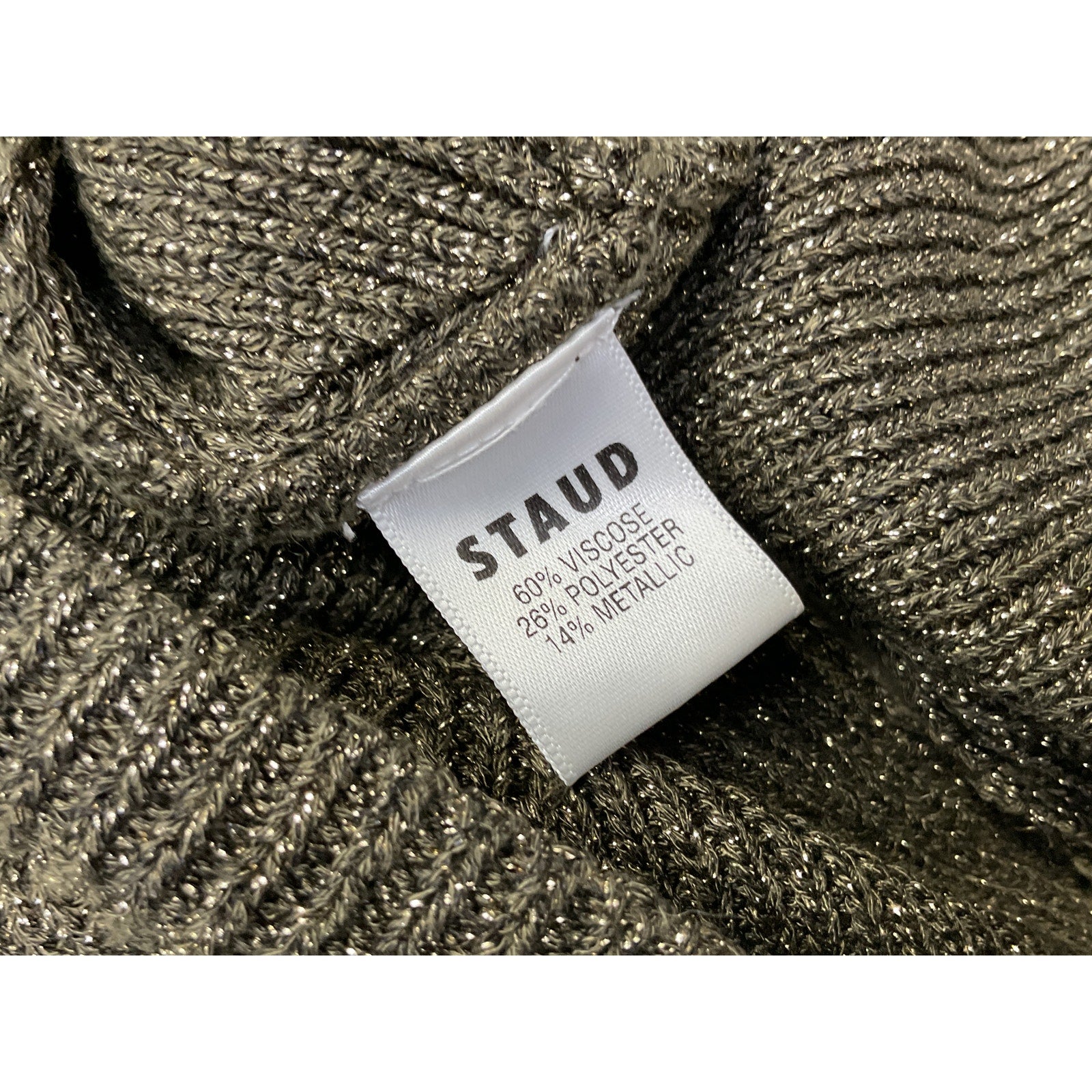 Staud 'Cerro' Green Metallic Ribbed-Knit Top Size M