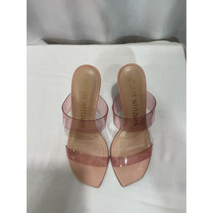 Stuart Weitzman 'Kristal' Pink Pvc Open Toe Mules Size 5.5
