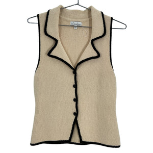 L'Academie Contrast Trim Beige Elektra Vest Size M