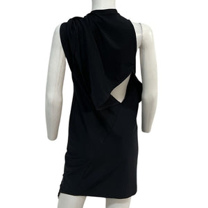Courrèges Sleek Black Twisted Cutout Mini Dress Size Large