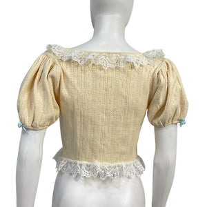 For Love & Lemons Lace Trimmed Cream Daniela Knit Top Size M