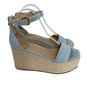 Veronica Beard Chic Vista Blue Gianna Wedge Sandals Size 7