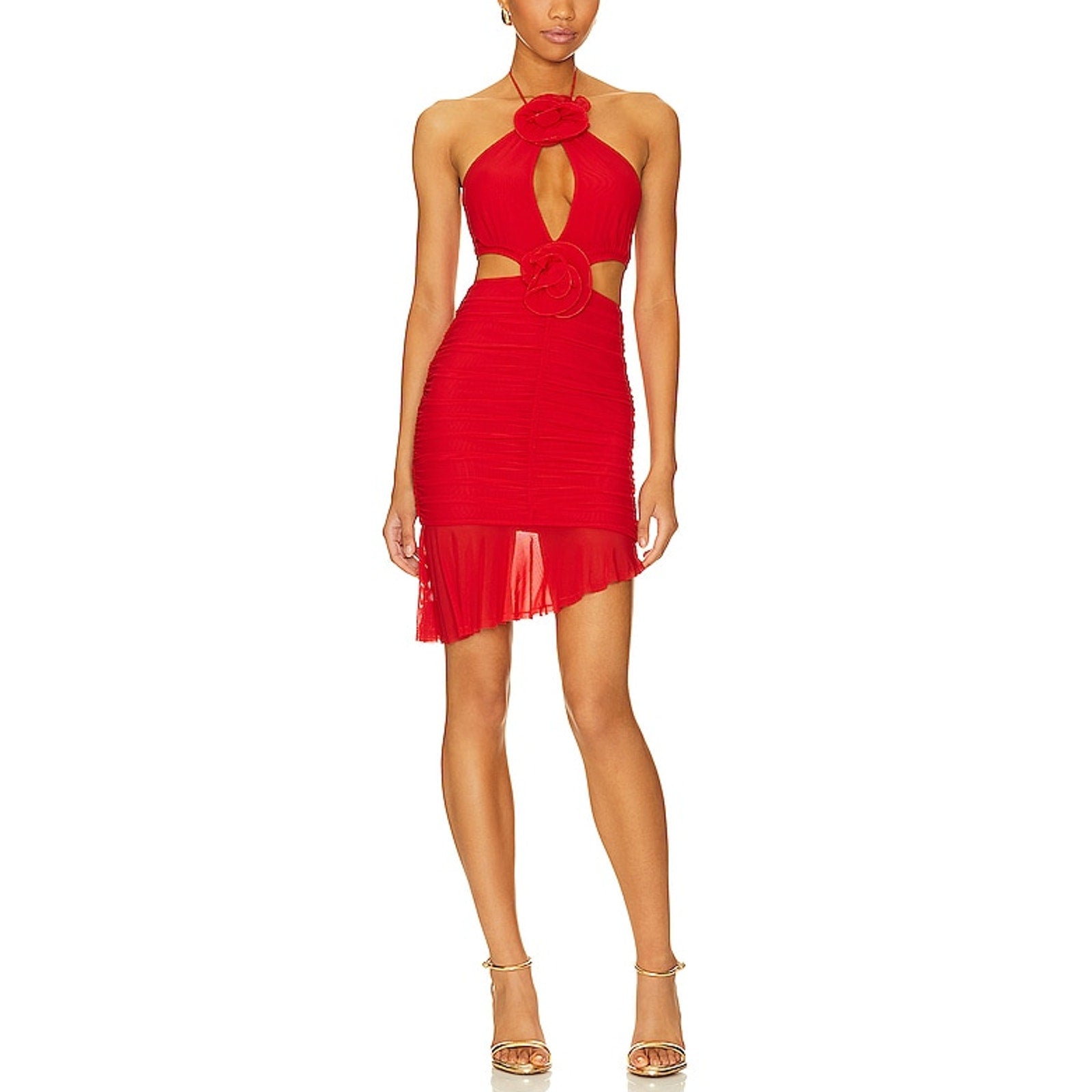 Majorelle 'Yesenia' Red Cut Out Floral Accents Mini Dress Size XXS