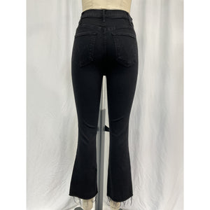 Mother 'The Lil Hustler' Black Cotton Petites Ankle High Rise Cropped Bootcut Jeans Size 26P