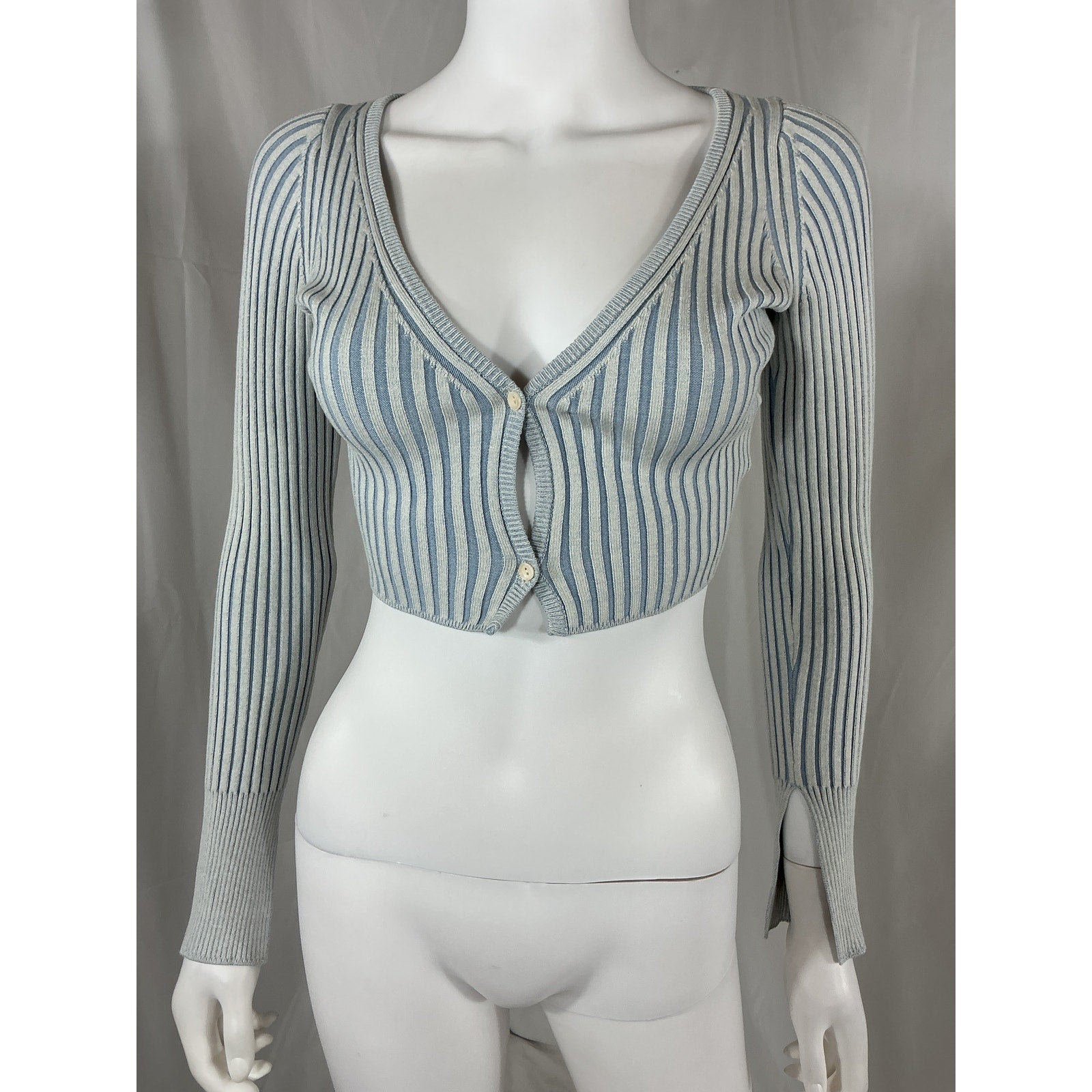 John Elliott Piper Rib Blue Silk Cropped Cardigan Size 0