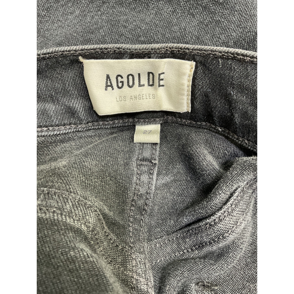 Agolde 'Pinch' Black Cotton Waist High Rise Kick Flare Jean Size 27