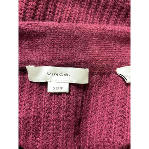 Vince Oversize Wool & Cashmere Red V Neck Cardigan Size XS