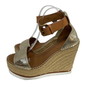 See By Chloé Metallic Gold Glyn Wedge Sandals Size US 9