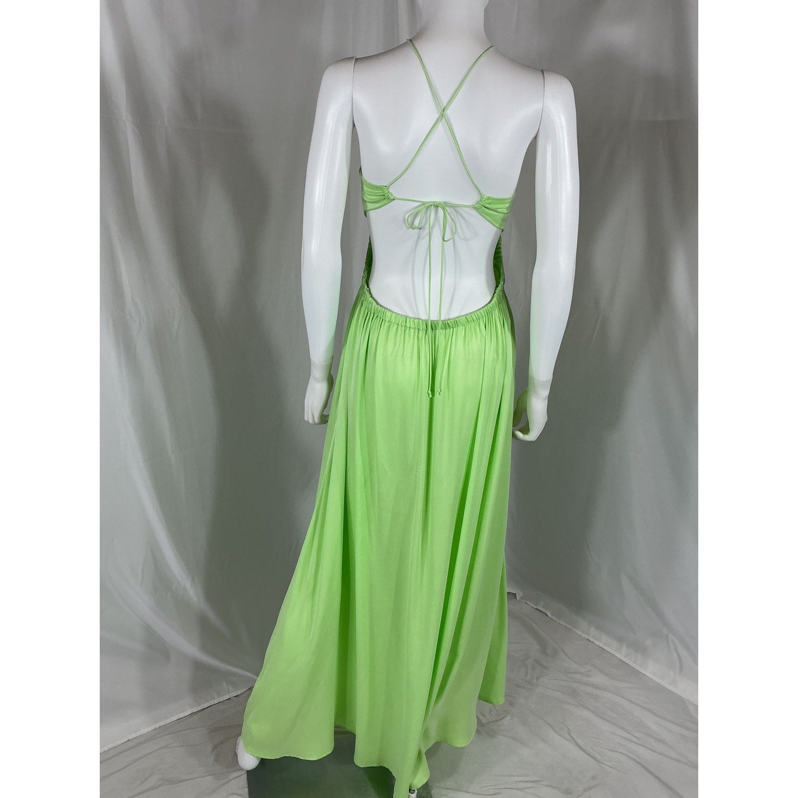 For Love & Lemons 'Kyra' Green Silk Maxi Dress Size M