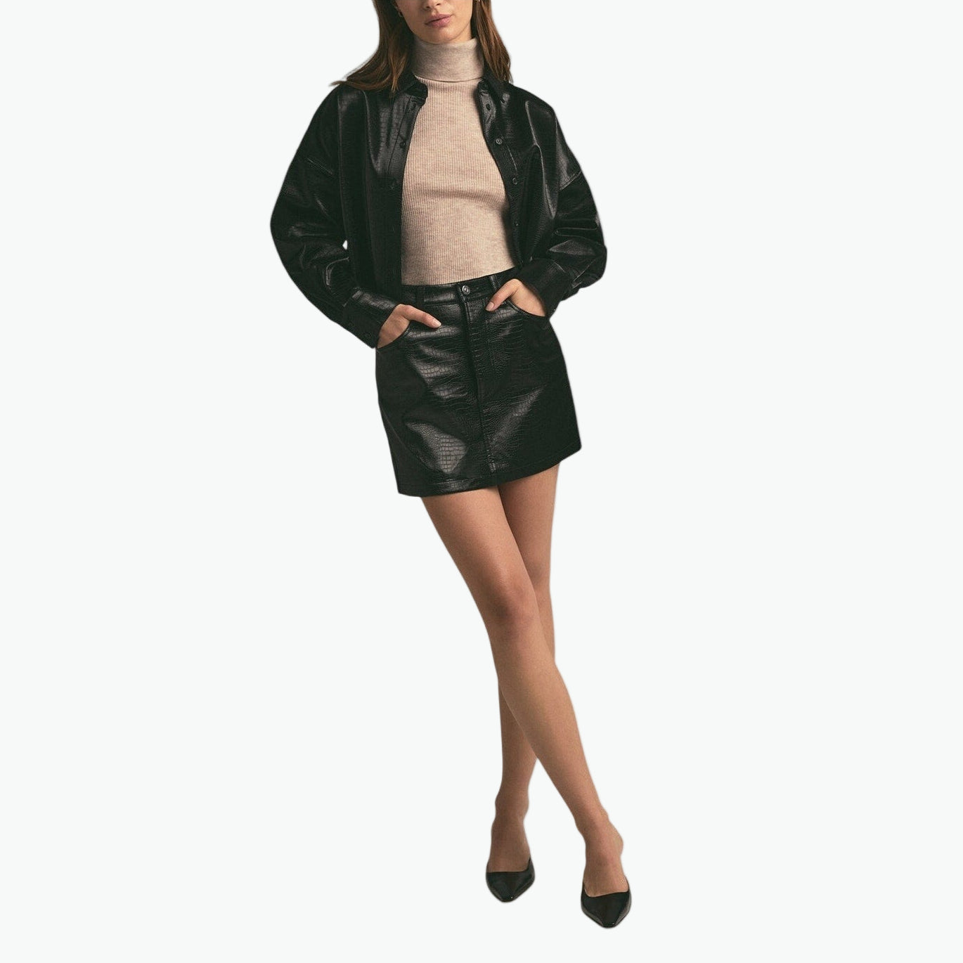 Favorite Daughter 'The Shay' Black Polyurethane Skirt Size 29