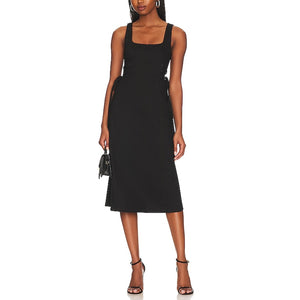 House Of Harlow 1960 'Samina' Black Twill Midi Dress Size M - NWT