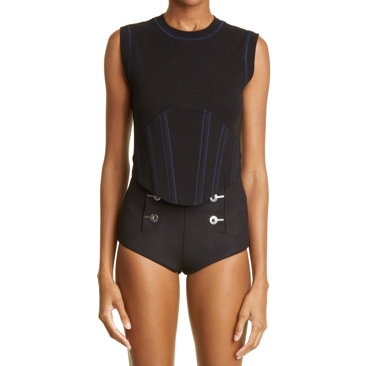 Dion Lee Sculpted Black Corset Detail Crop Tank Size M NWT