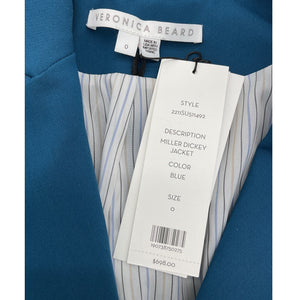 Veronica Beard Double Breasted Blue Miller Dickey Blazer Size 0 NWT