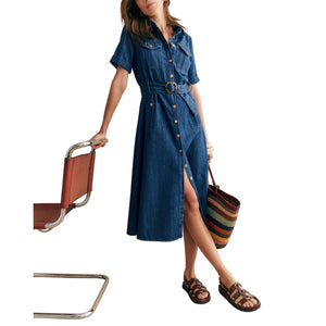 Sézane 'Raquel' Blue Cotton Dress Size 40