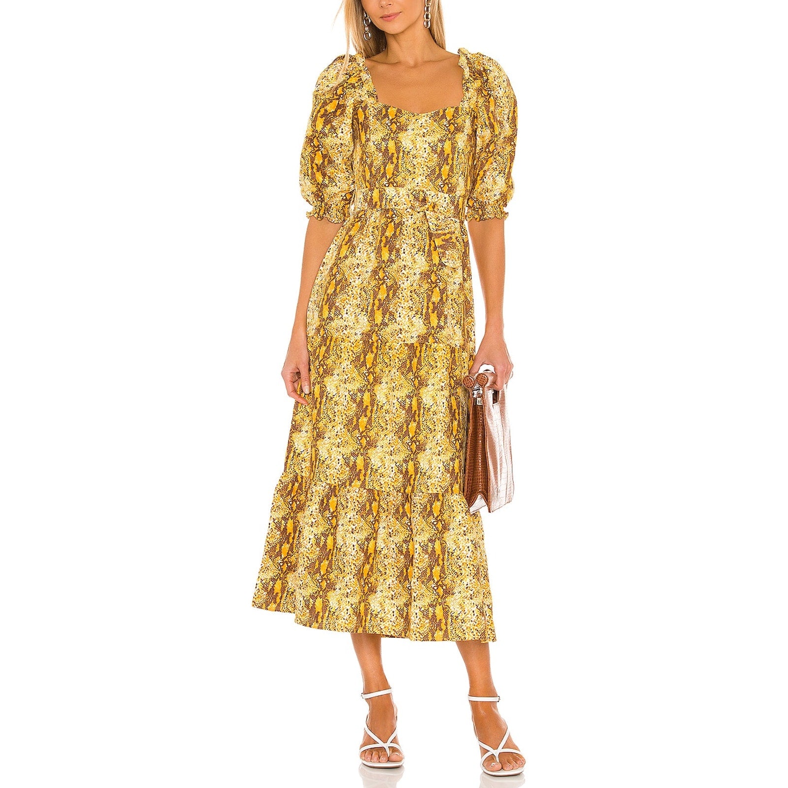 Faithfull 'The Brand' Yellow Rumi Midi Dress Size M