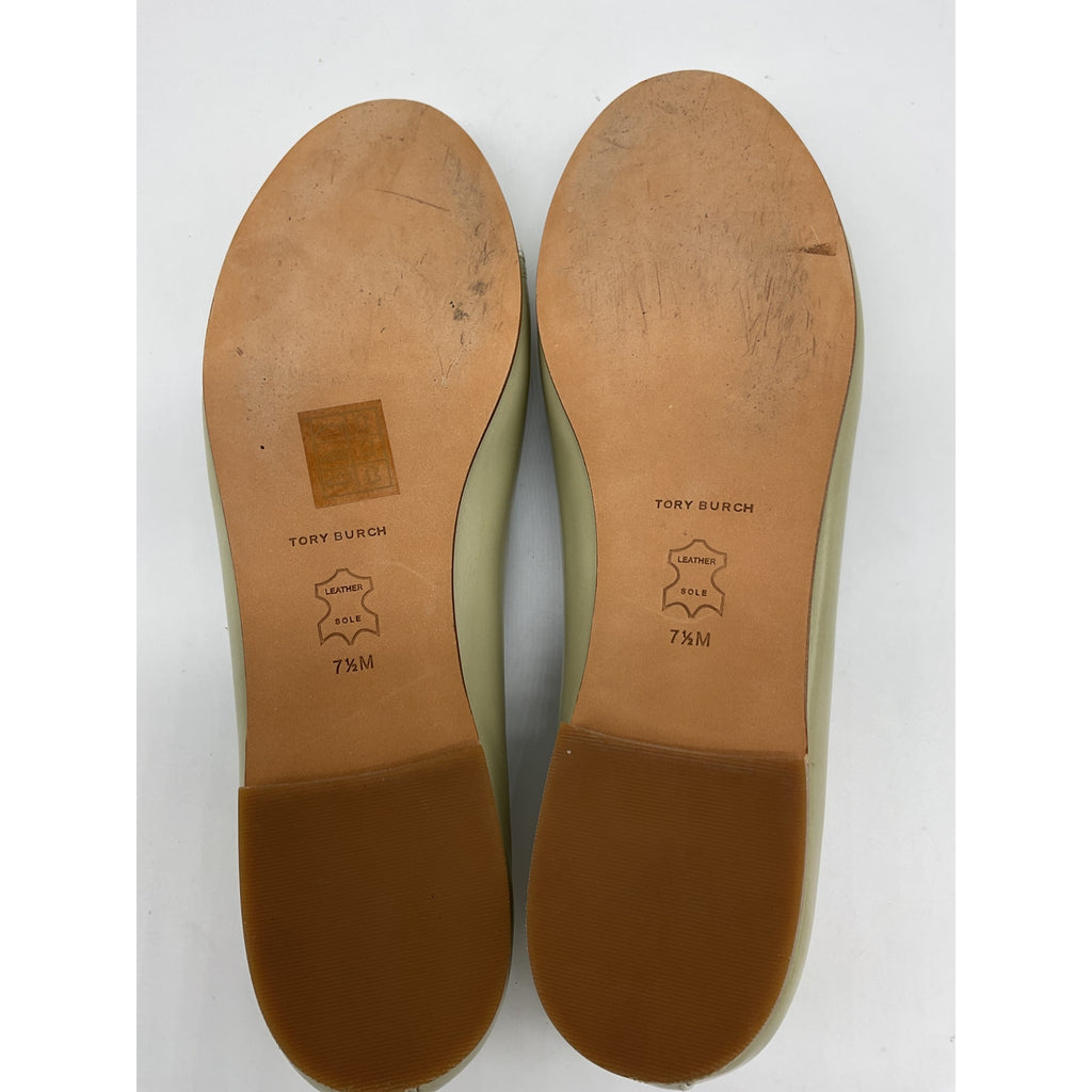 Tory Burch 'Cap-Toe' Green Leather  Ballet Flat Size 7.5