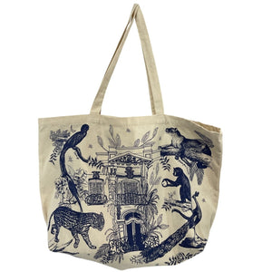 Sézane Printed Navy Blue Paraiso Tote Bag
