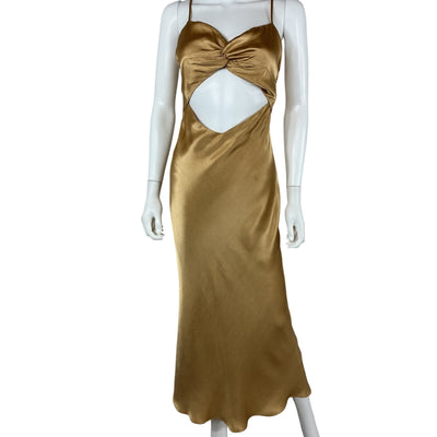 Shona Joy Satin Gold Oliviera Dress Size 6