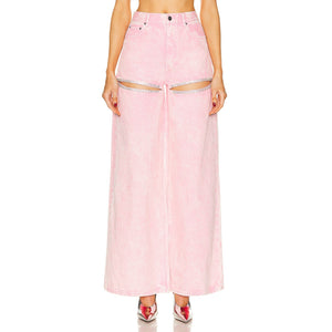 Area Wide Leg Pink Crystal Slit Denim Jeans Size 27
