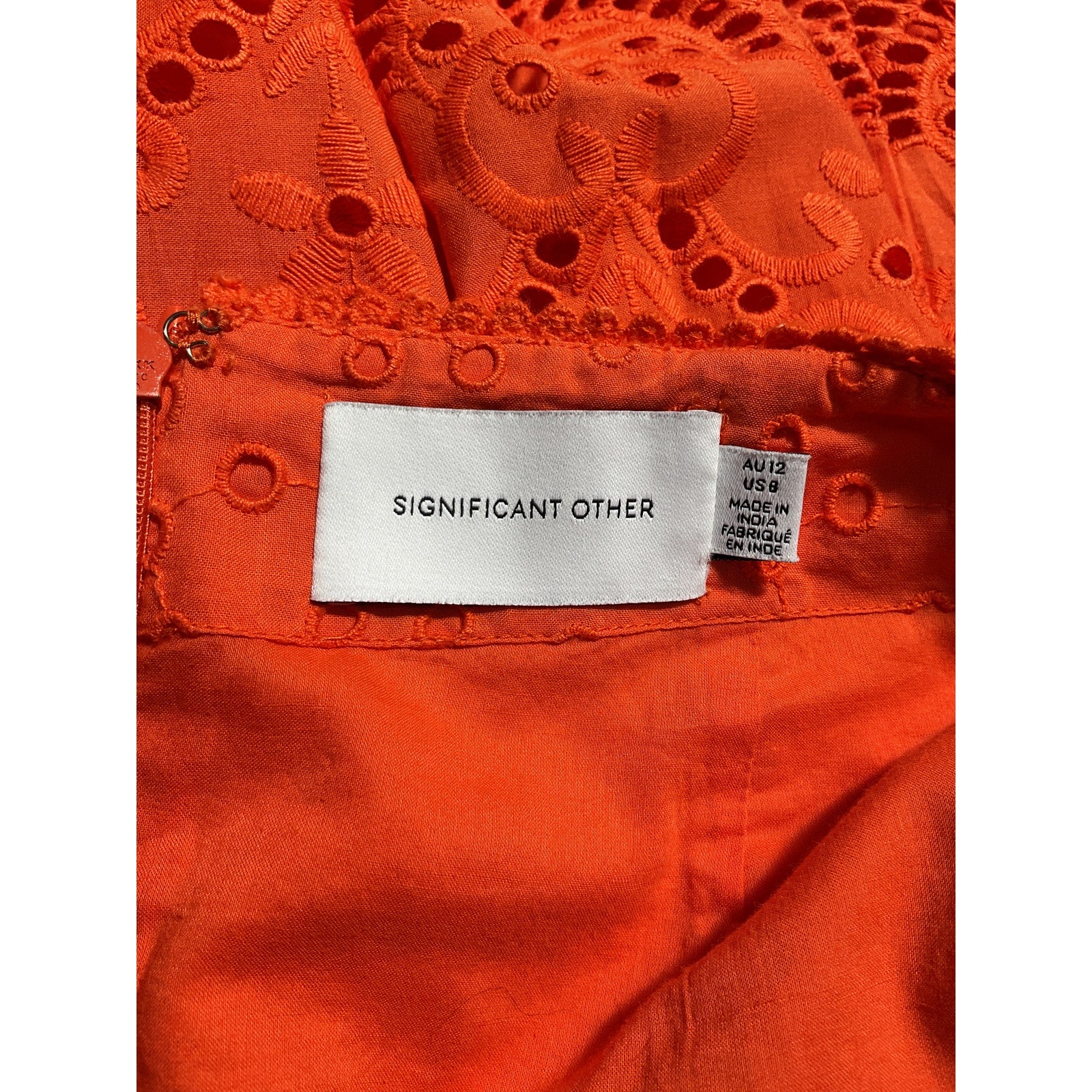 Significant Other 'Juliette' Orange Cotton Dress Size 8