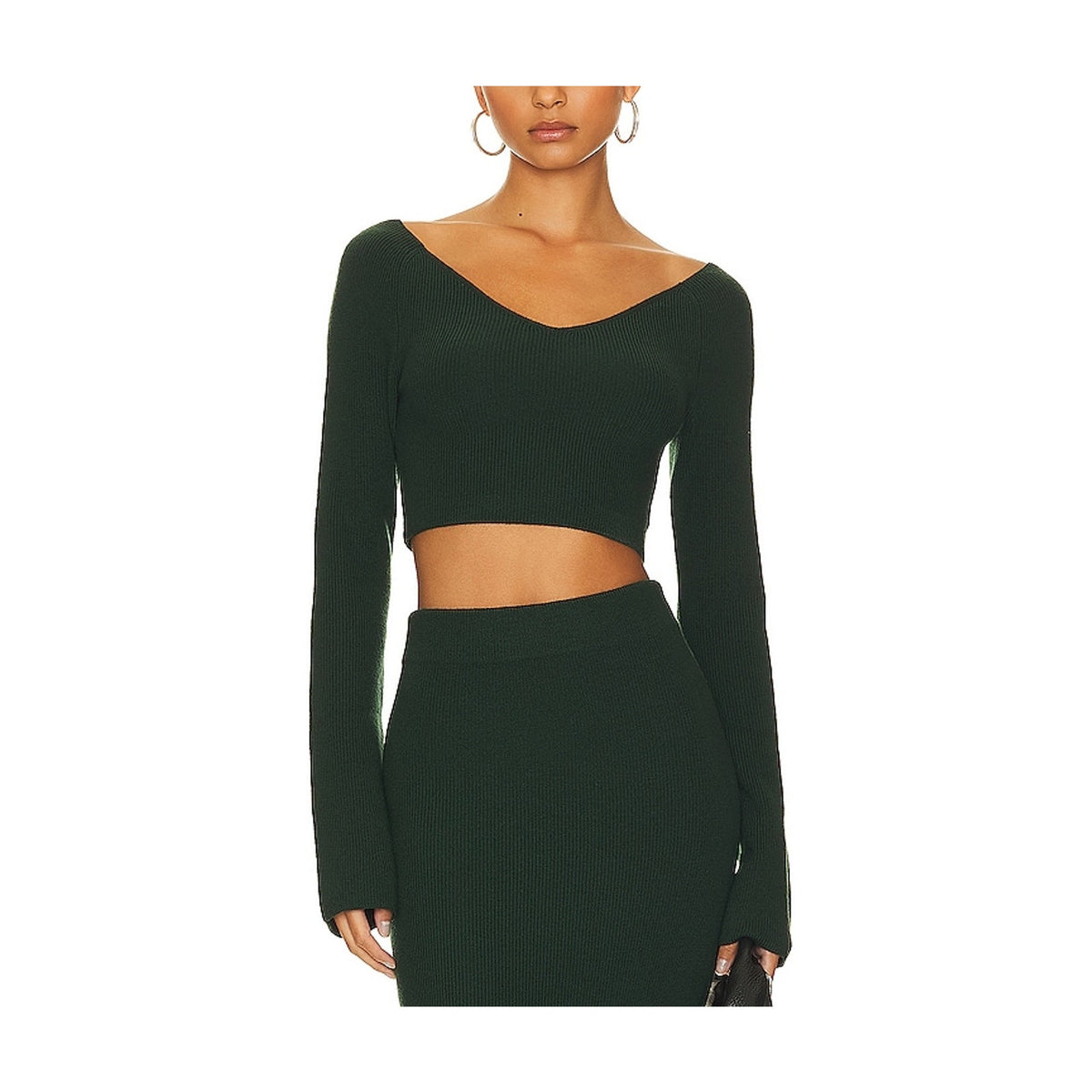 Lapointe Green Merino Wool Off Shoulder Top Size M