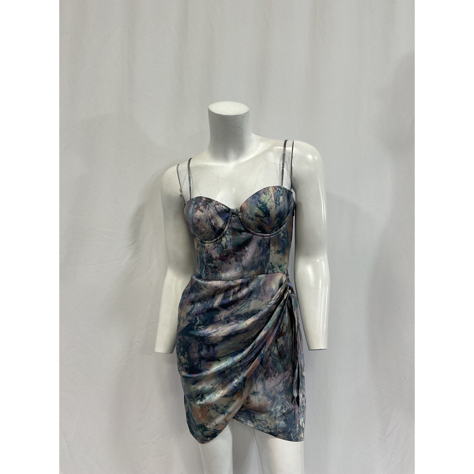 Michael Costello x Revolve 'Banks' Blue Satin Mini Dress Size S