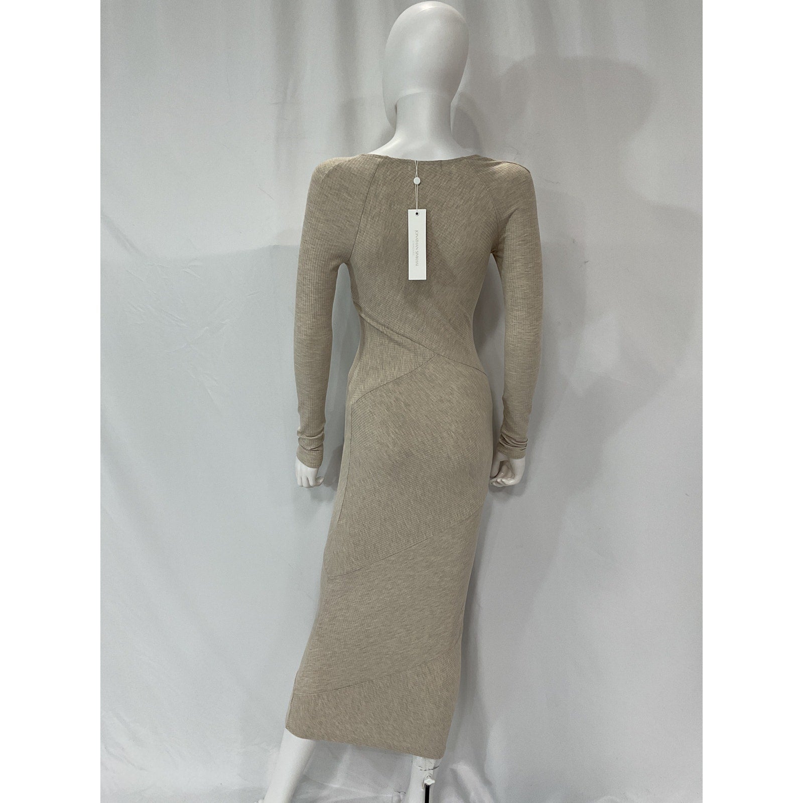 Simkhai 'Jane' White Shaping Rib Long Sleeve Diagonal Cut Dress Size XS - NWT