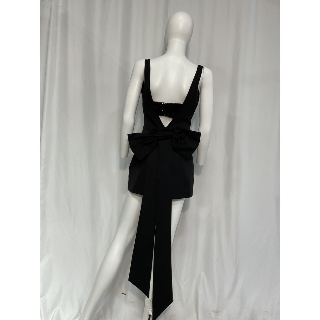 Staud 'Irie' Black V Neck Sequin Bandeau Dress Size XS