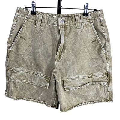 Grlfrnd Distressed Green Lindsey Long Cargo Shorts Size 27