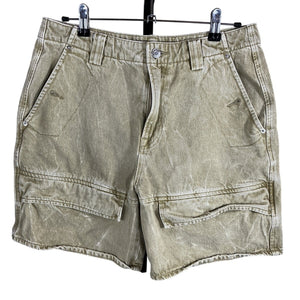 Grlfrnd Distressed Green Lindsey Long Cargo Shorts Size 27