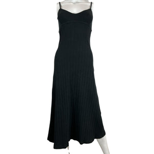 Toteme Ribbed Black Organic Cotton Blend Jersey Maxi Dress Size XS