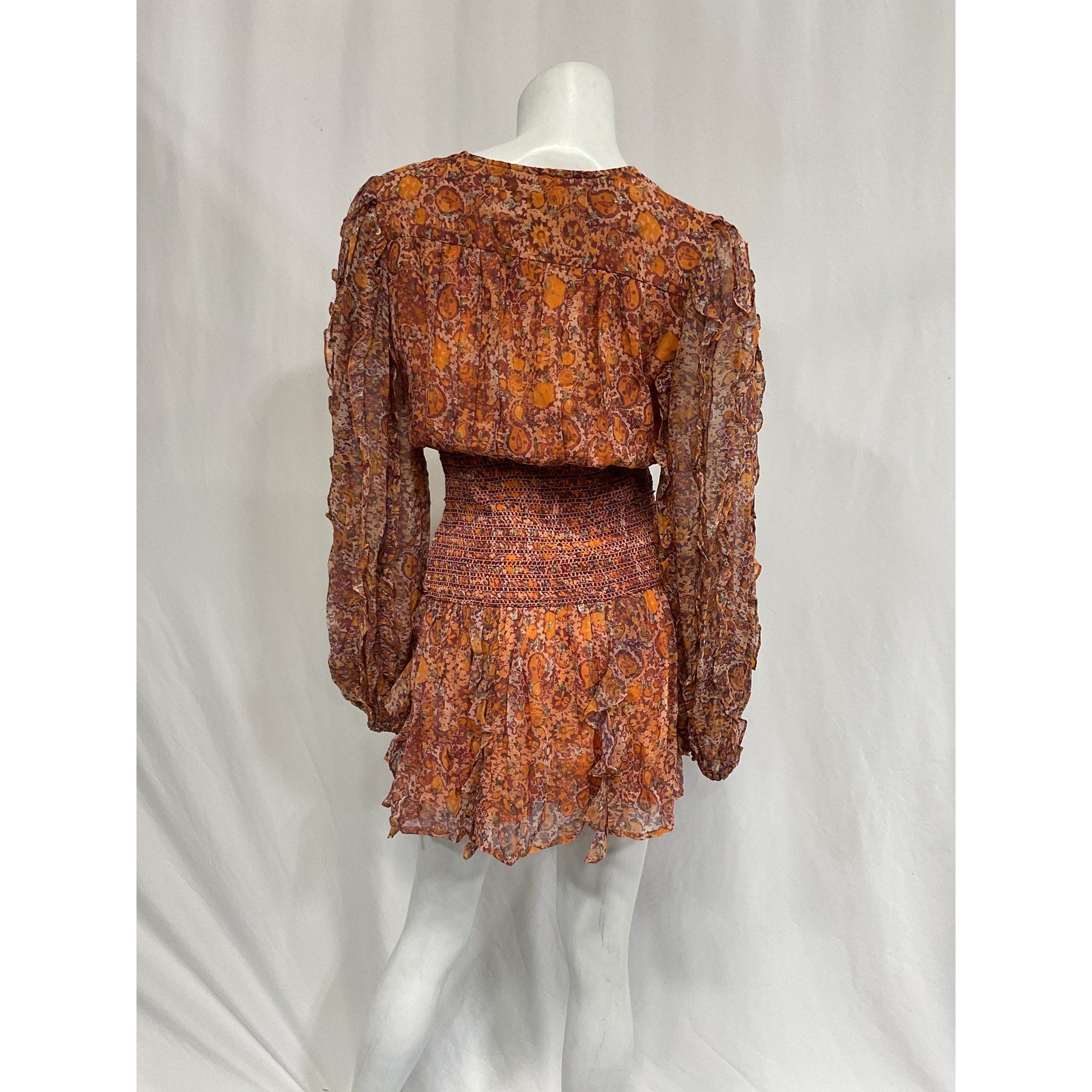Rococo Sand 'Lar' Brown Chiffon Mini Dress Size S