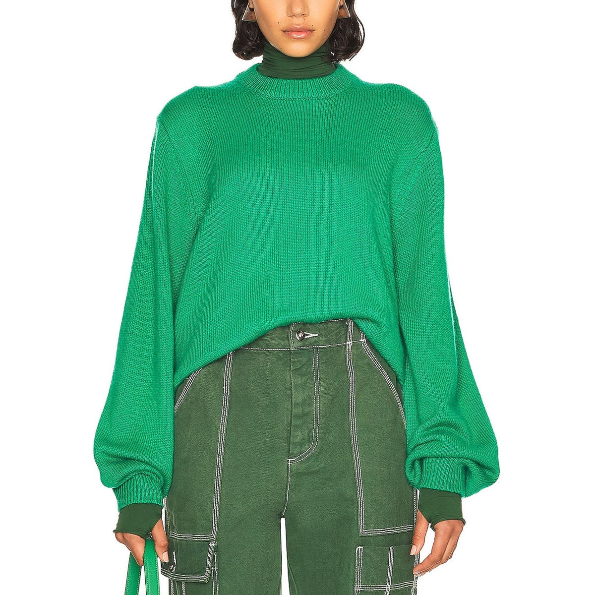 Helsa Cozy Green Lynnea Crew Sweater Size S