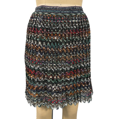 Missoni Metallic Green Chevron Knit Mini Skirt Size IT 42 / US 6