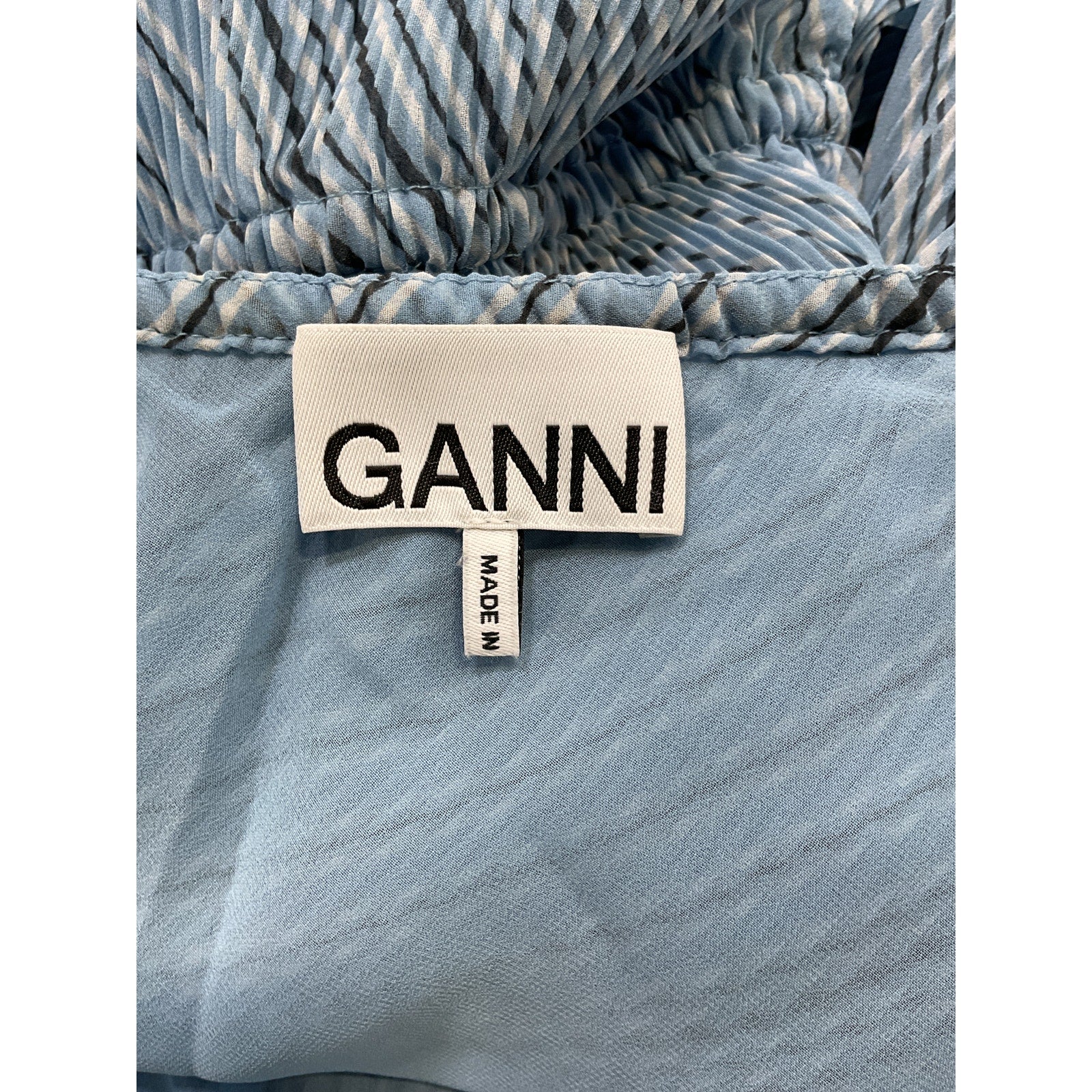 Ganni 'Pleated' Blue Georgette Blouse Size 40