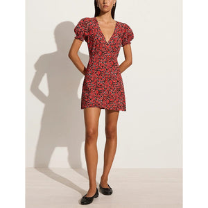 Faithfull The Brand 'Albertina' Red Crepe Mini Dress Size S - NWT