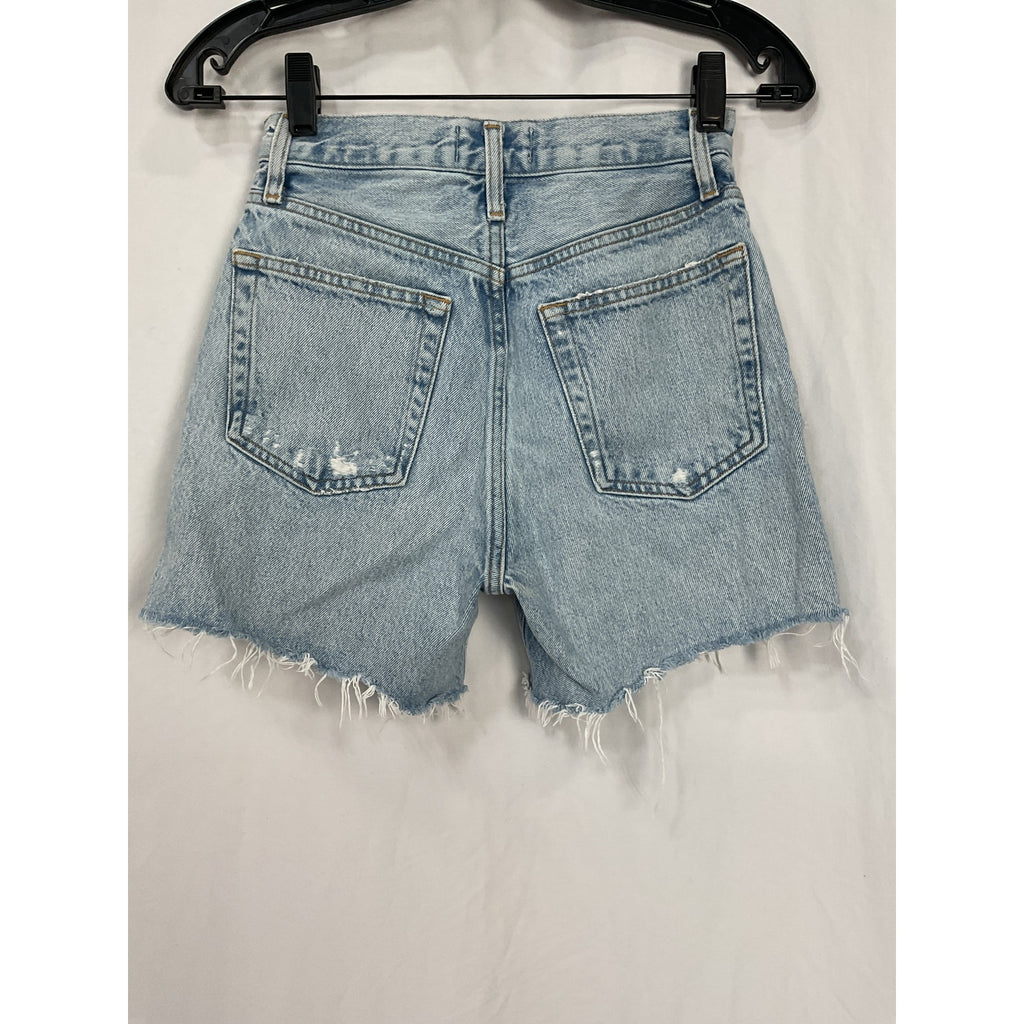 Agolde 'Dee' Blue Cotton High Rise Denim Jean Shorts Size 23