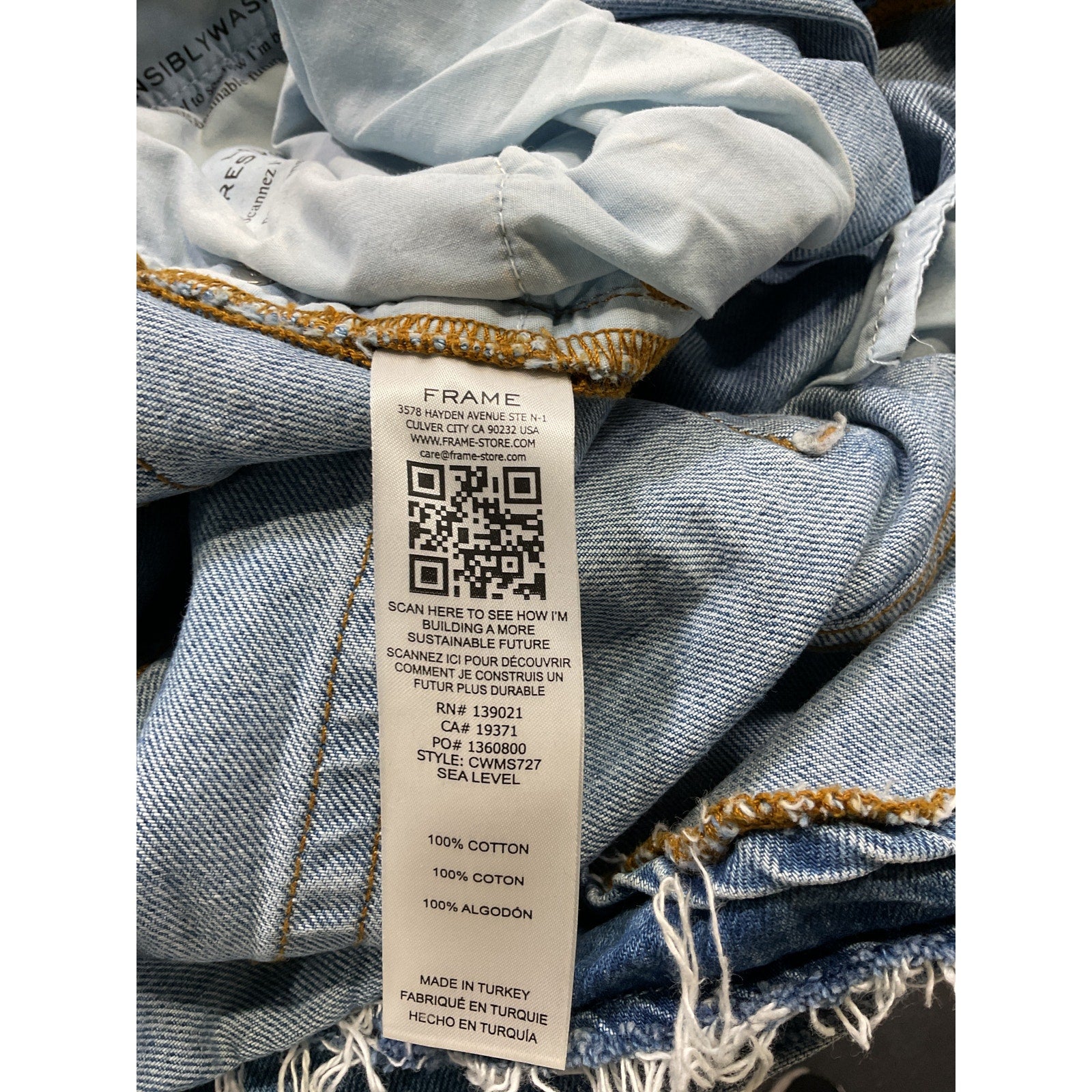 Frame Cut Off Waist Blue Denim Jean Maxi Skirt Size 29
