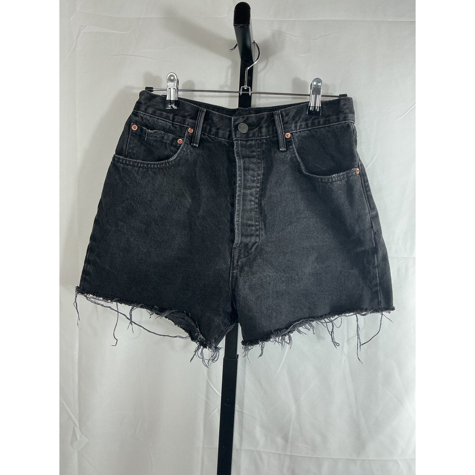 Grlfrnd 'Jules' Black Cotton Super High Rise Vintage Short Size 27