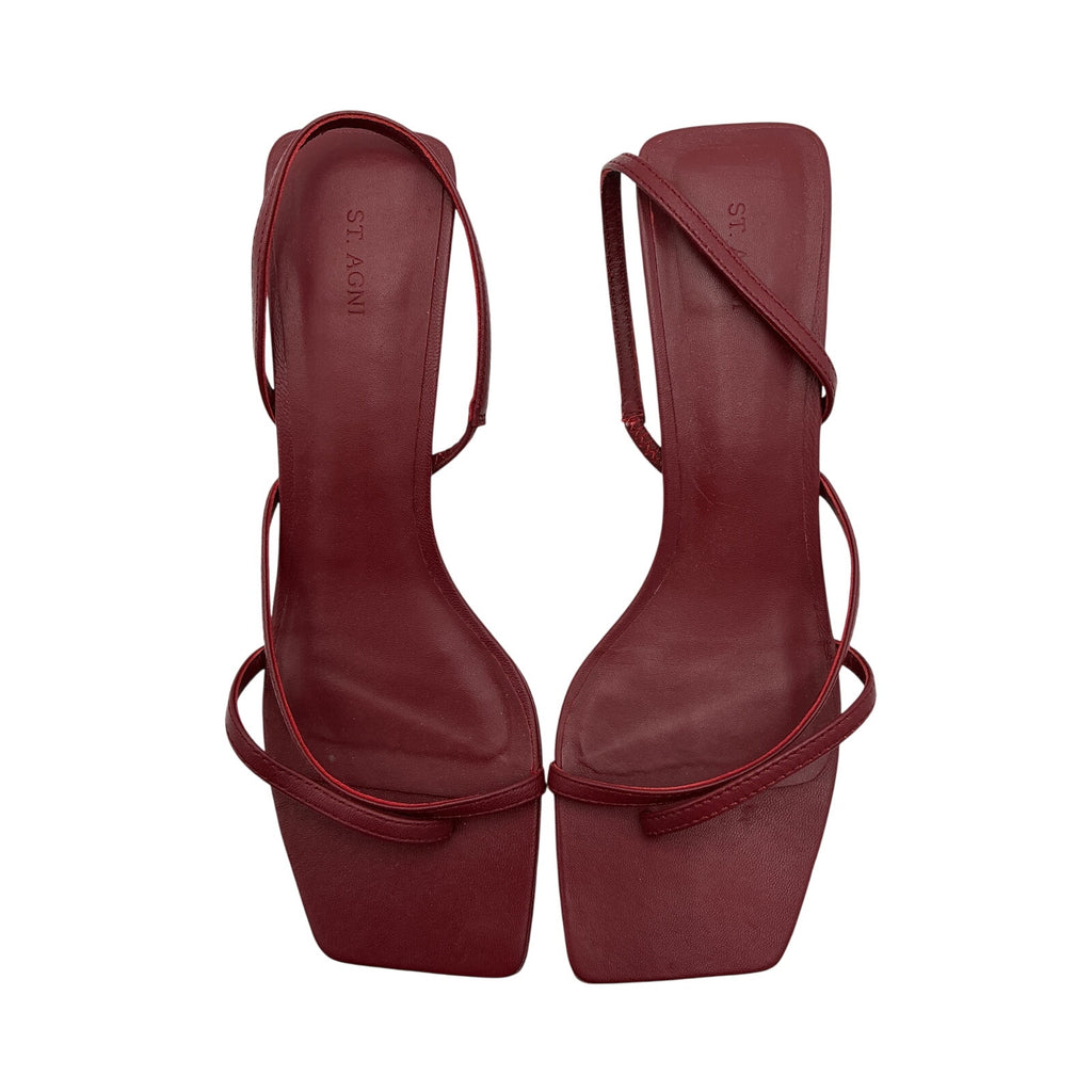 St. Agni 'Pina' Brown Leather Slingback Sandals Size 10