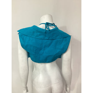 Matthew Bruch Blue Linen Vest With Triangle Top Size S